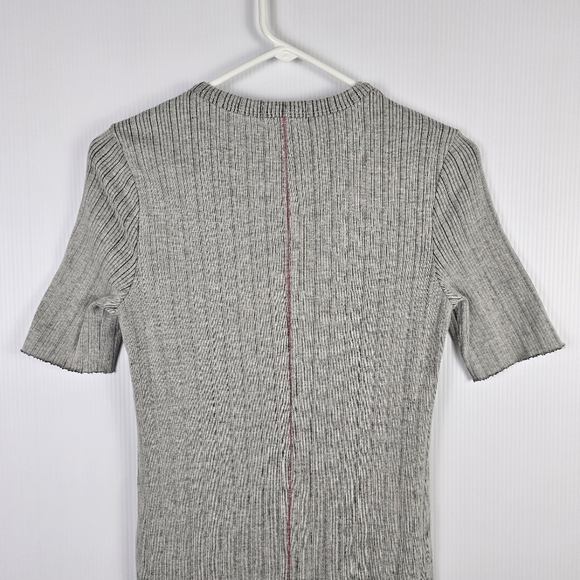 Rag & Bone Elina Mélange Gray Ribbed Midi Dress Crew Neck Short Sleeve Size L - Picture 10 of 13